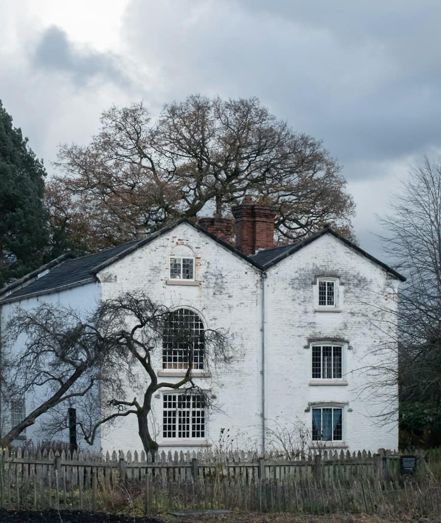 The front of the house under a grey Irish sky